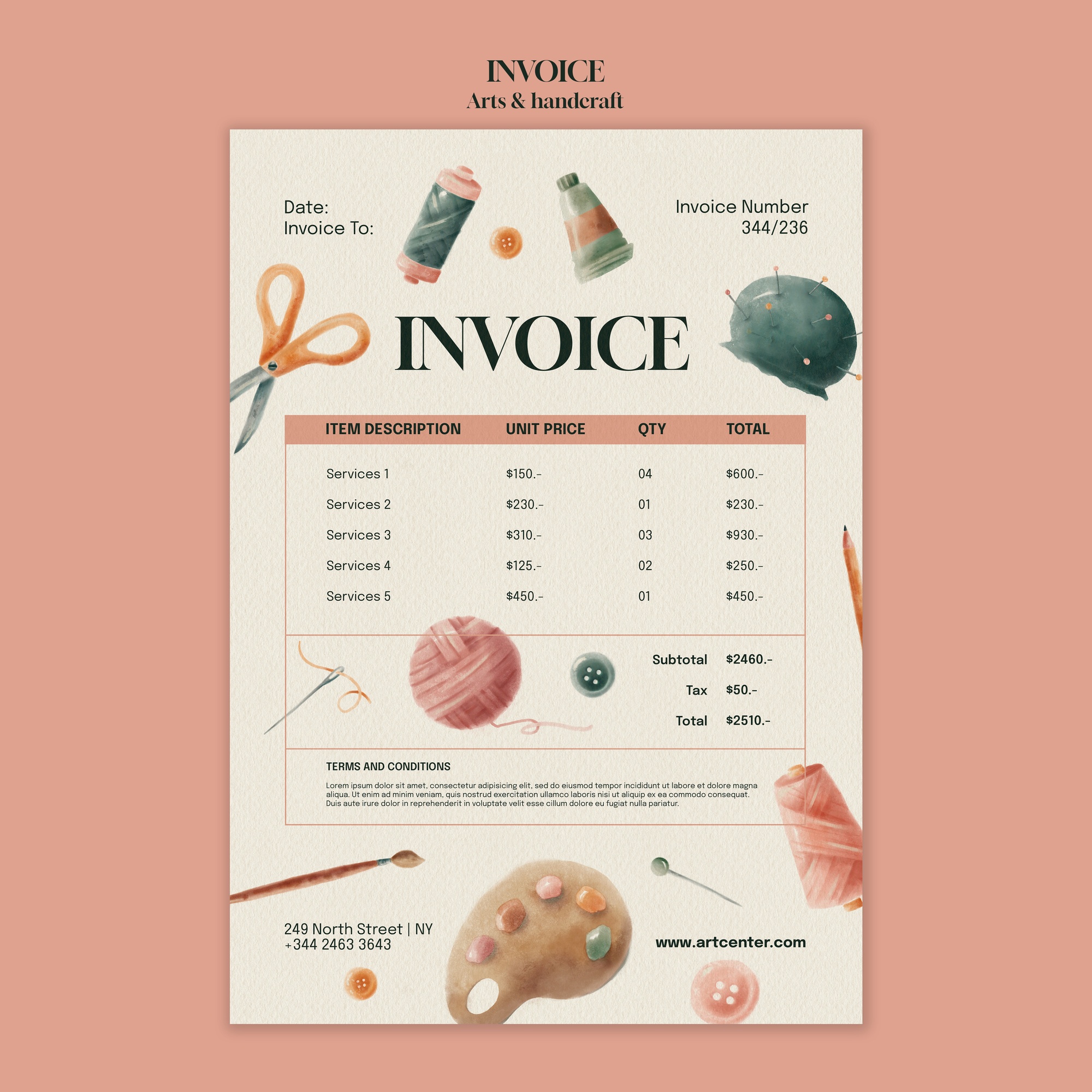 Sample pricing brochure with embroidered samples